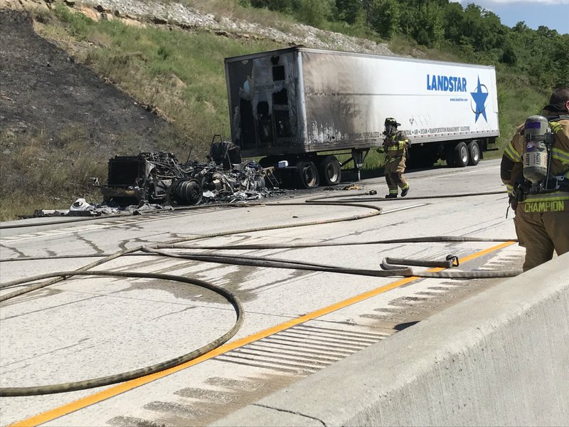 PHOTO: Tractor-trailer crash closes part of I-49 for 90 minutes; fire ...