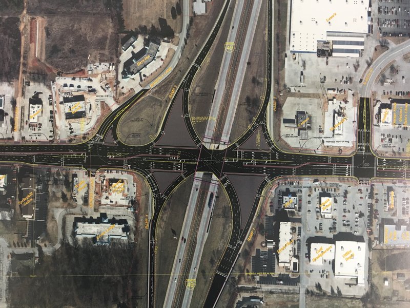 Proposed modifications for an interchange on Interstate 49.