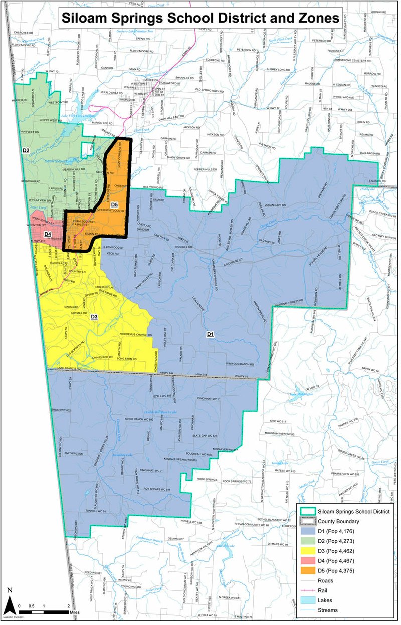 Image submitted The Siloam Springs School District is looking for an individual to be appointed to the Zone 5 position. Zone 5 is highlighted at the center of the map. Interested candidates can find out definitively if they live in Zone five by calling the Benton County Clerk's office 479-238-0120 or the superintendent's office at 479-524-3191.