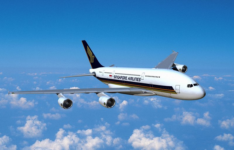 FILE — A380 Singapore Airlines (computer-aided) takes flight as shown in this undated photograph. (Courtesy Airbus/MCT)
