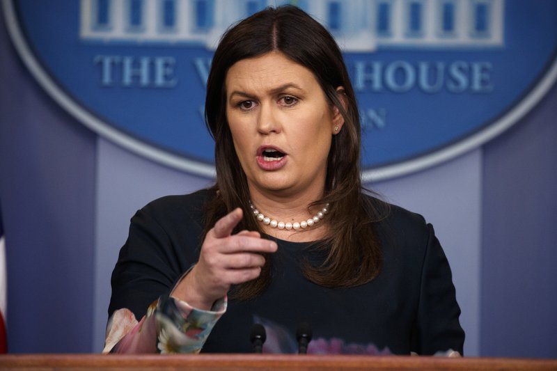 White House press secretary Sarah Huckabee Sanders speaks during the daily press briefing at the White House, Wednesday, Aug. 1, 2018, in Washington. (AP Photo/Evan Vucci)