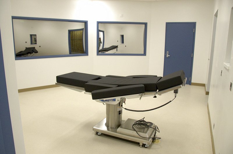 FILE - This Nov. 10, 2016, file photo released by the Nevada Department of Corrections shows the newly completed execution chamber at Ely State Prison in Ely, Nev. A maker of the powerful synthetic opioid fentanyl has joined a bid to block Nevada from using its product in the first execution in the state in more than 12 years. (Nevada Department of Corrections via AP, File)