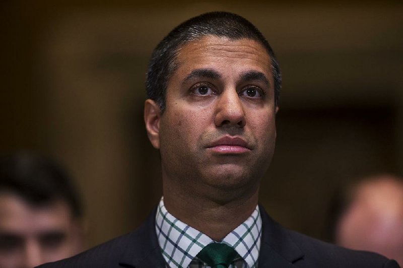 Ajit Pai, chairman of the Federal Communications Commission (FCC), listens during a Senate Appropriations Subcommittee hearing in Washington, D.C., U.S., on Thursday, May 17, 2018.