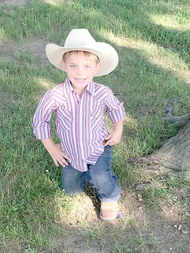 Submitted photo Karson Sampley, 5-year-old son of Ronnie and Sara Sampley, of Lincoln, is a candidate for 2018 Lincoln Riding Club Lil' Mister.