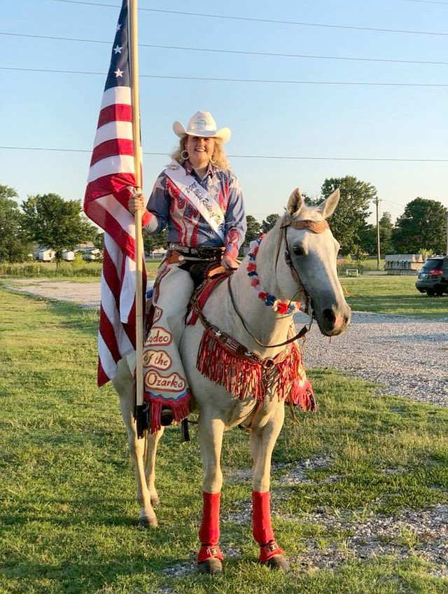 Photo submitted Lindsey Thompson of Kansas, Okla., was crowned queen of the 2018 Rodeo of the Ozarks in Springdale in June. Thompson is a former Siloam Spring Rodeo Queen and a member of the Siloam Springs Riding Club.
