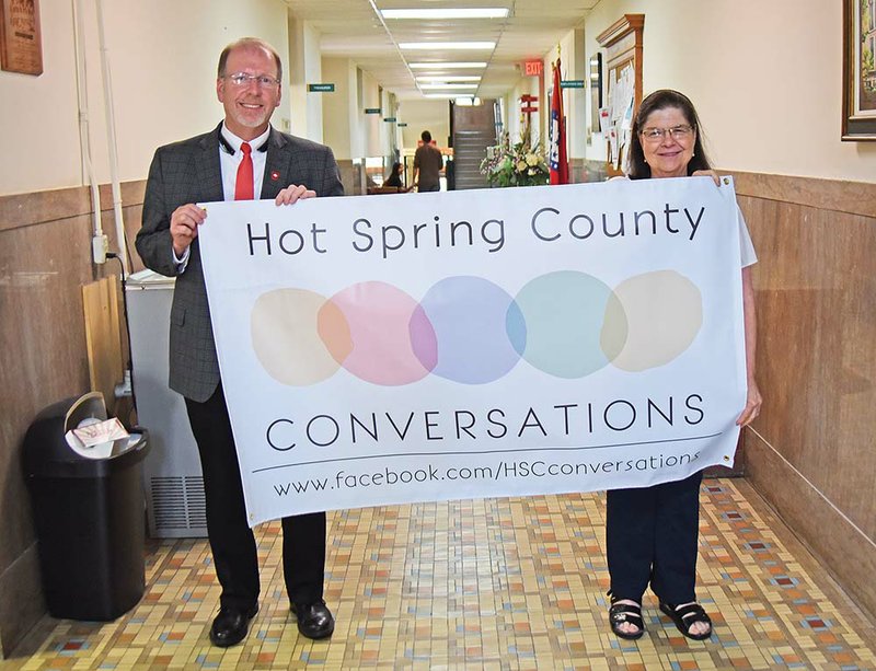 Hot Spring County Judge Dennis Thornton and grant-writer Danna Carver are busy spreading the word about Hot Spring County Conversations. Several public meetings have already been held, and more are scheduled at local schools in the county.