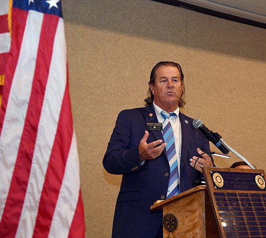 The Sentinel-Record/Grace Brown- Dennis Cooper, Rotary International District Govenor, speaks to the members of Hot Springs National Park Rotary at the Arlington Hotel on Wednesday, August 8, 2018.