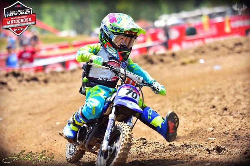Jacksonville motocross racer Weston Fryar, 7, enters a turn at the AMA National Motocross Championships in Hurricane Mills, Tenn., earlier this month. Weston finished 10th overall in his class.