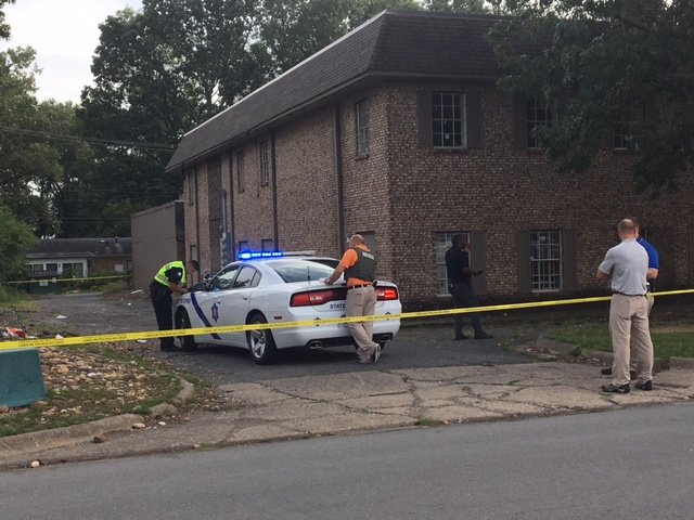 Authorities investigate a homicide in Little Rock at Windamere Townhouses and Apartments, 5701 Dreher Lane, on Tuesday, Aug. 14, 2018. 