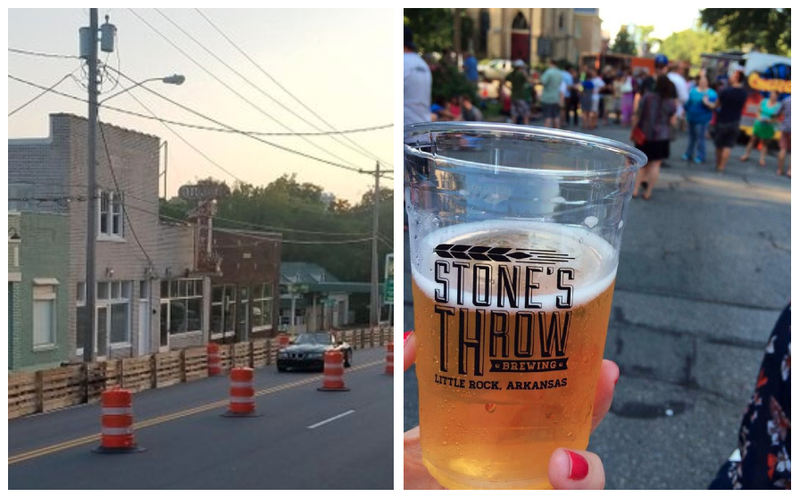 LEFT: The Allen Building at 3015 W. Markham St. is shown at right. RIGHT: File photo of a Stone's Throw brewing beer.