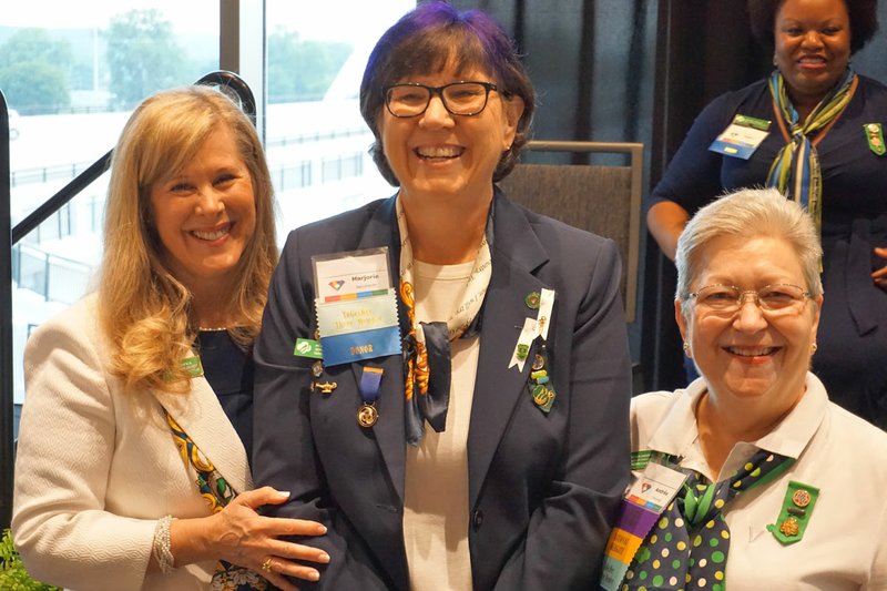 Courtesy photo Marj Bernhardt received the highest award of recognition offered by Girl Scouts at their annual conference held in Little Rock on July 28. Bernhardt (center) is pictured with: Girl Scouts -- Diamonds President and CEO, Dawn Prasifka (left) and Board Chair Andrea Chewning (right).