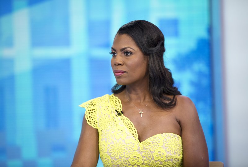 The Associated Press TODAY SHOW: This image released by NBC Today shows reality TV personality and former White House staffer Omarosa Manigault Newman during an interview on the "Today" show on Monday, in New York. Manigault Newman was promoting her book "Unhinged."