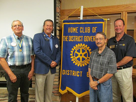Submitted photo DISTRICT GOVERNOR VISIT: Newly elected Rotary District 6170 Governor Dennis Cooper recently spoke to Hot Springs Village Rotary Club. From let are HSV Rotary Past President Steve Wright, Cooper, Lt. Governor Bill Fish and Assistant District Governor Emil Woerner.