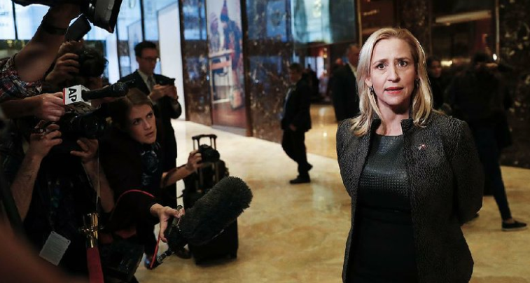 Arkansas Attorney General Leslie Rutledge speaks to media at Trump Tower in this 2016 file photo.
