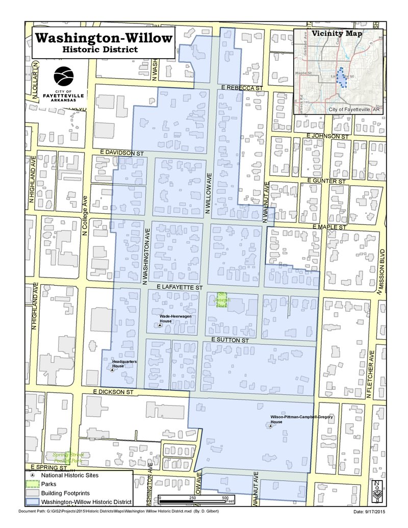 Courtesy/CITY OF FAYETTEVILLE A map shows the historic Washington-Willow neighborhood.