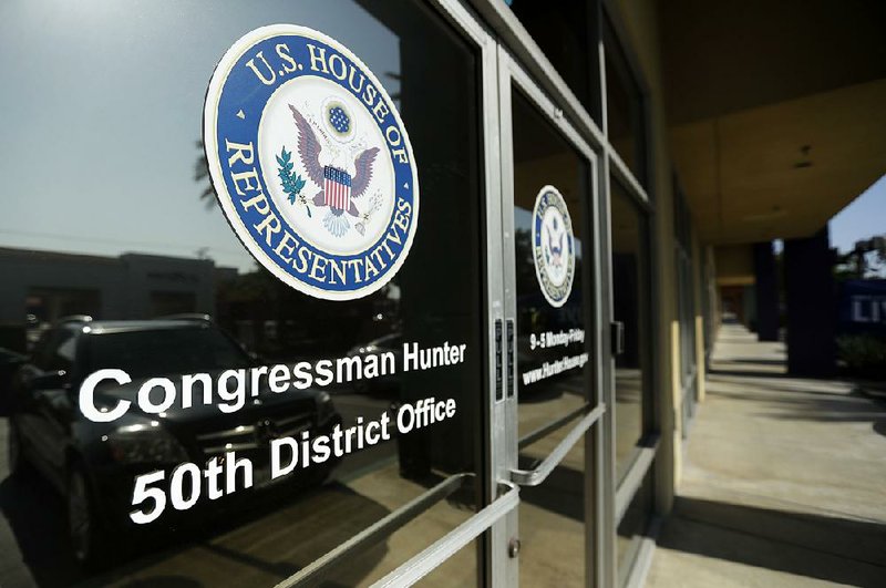 U.S. Rep. Duncan Hunter’s office in El Cajon, Calif., sits closed earlier this week. Hunter and his wife face criminal charges related to their use of campaign funds. 