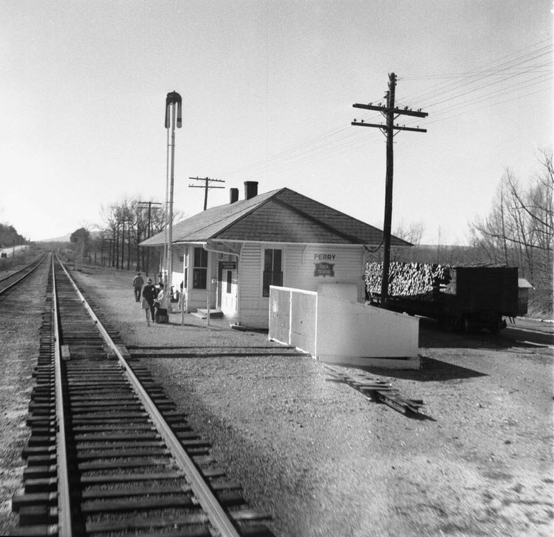 Special to the Arkansas Democrat-Gazette The Rock Island Railroad Depot in Perry is seen in 1960.