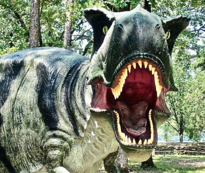 Visitors to Mid-America Science Museum in Hot Springs are greeted as they enter by a model of a Tyrannosaurus Rex, nicknamed “Rexanna.”
