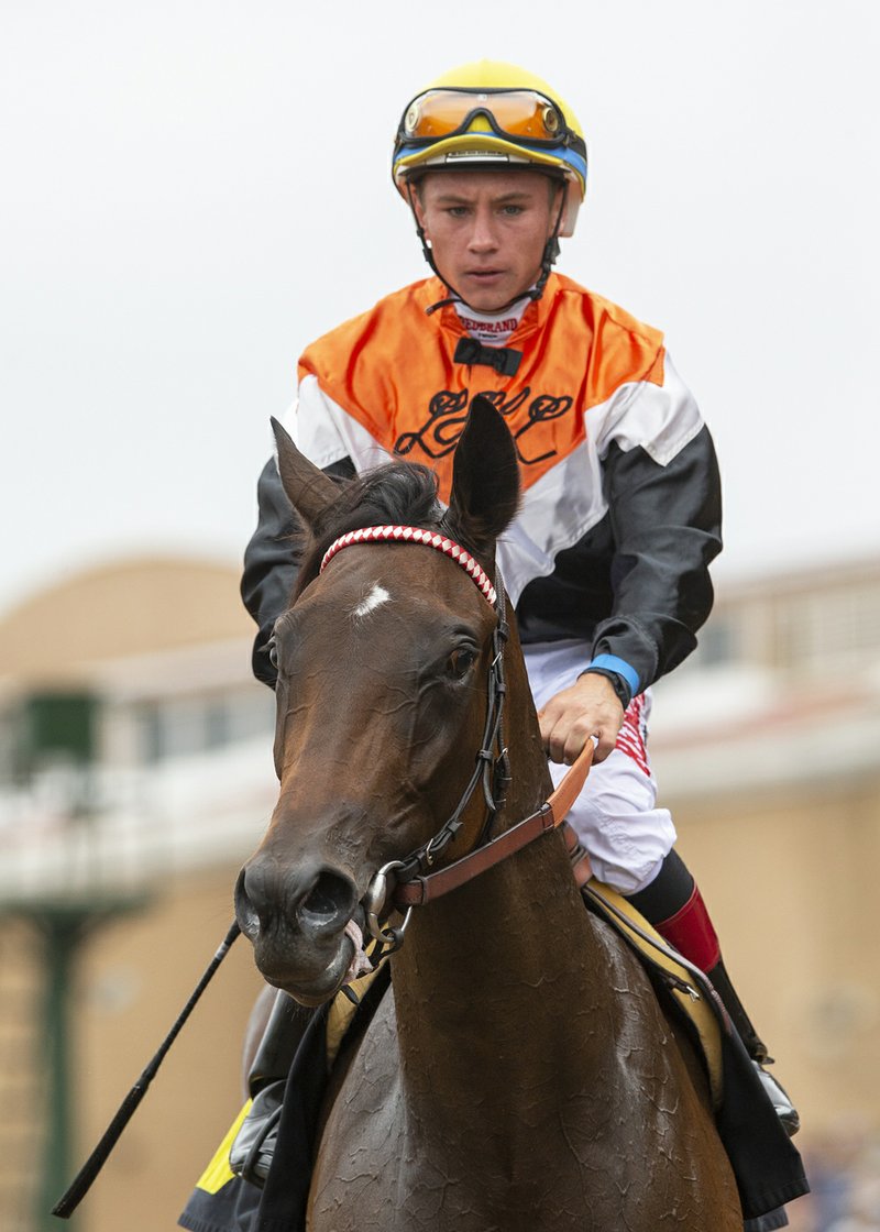 The Associated Press SUMMERING DOWN: Jockey Drayden Van Dykes guides Summering to the winner's circle Monday after their victory in the $100,000 Del Mar Juvenile Fillies Turf at Del Mar Thoroughbred Club in California. Photo by Benoit Photo.