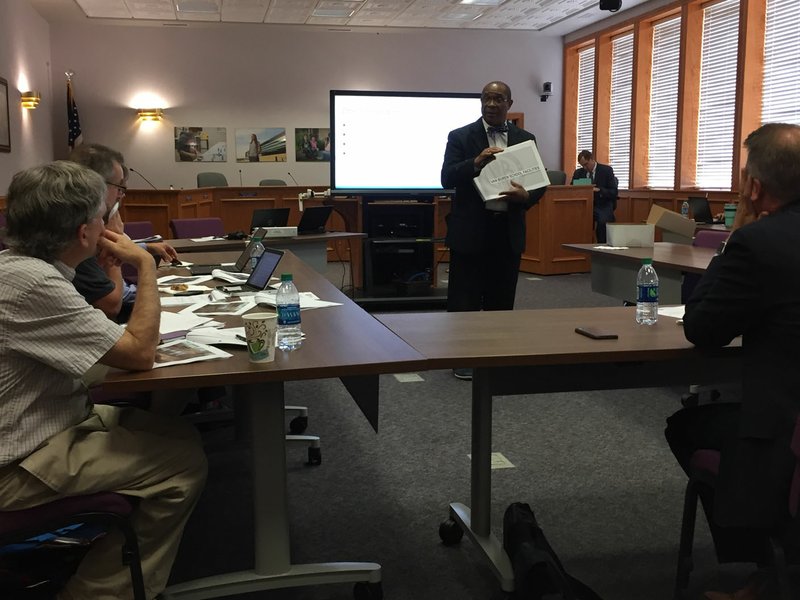 NWA Democrat-Gazette/DAVE PEROZEK Superintendent John L Colbert addresses the Fayetteville School Board during the board's work session on Tuesday, Sept. 4, 2018.