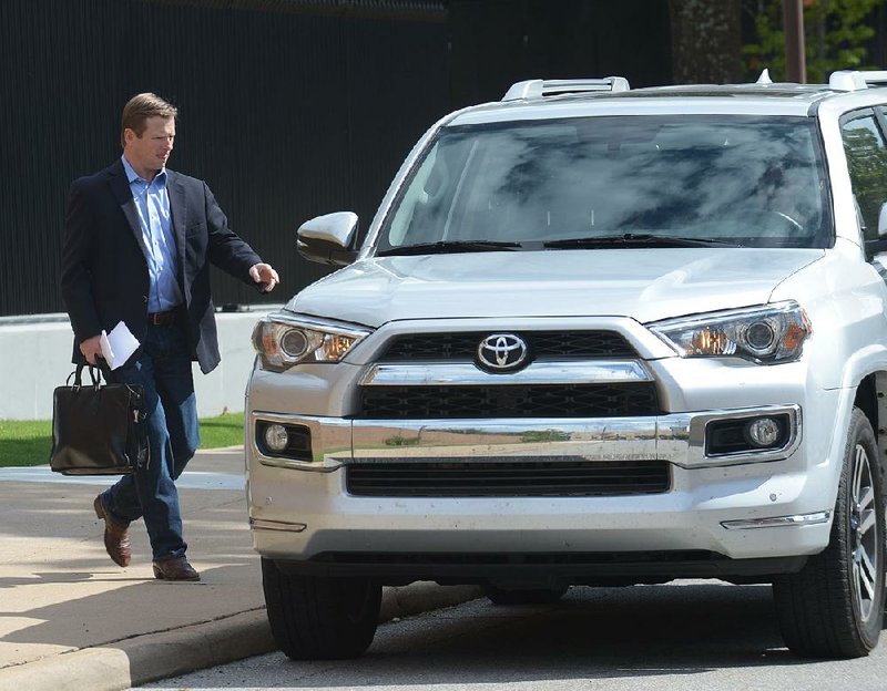 Randell G. Shelton Jr. leaves court Thursday in Fayetteville, where he was sentenced to six years in prison despite his and his family’s pleas for leniency.