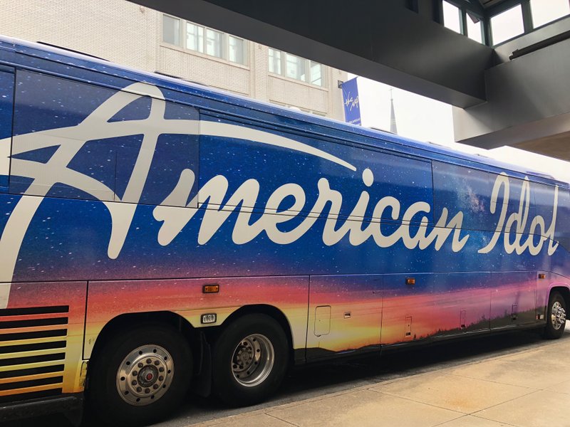 The ‘American Idol’ tour bus parked in downtown Little Rock on Tuesday