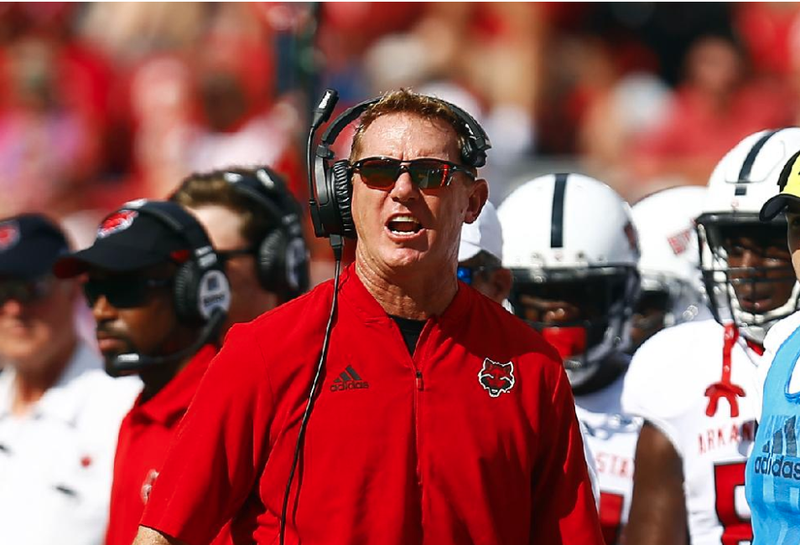 Arkansas State head coach Blake Anderson walks the sidelines during the second half of an NCAA college football game against Alabama, Saturday, Sept. 8, 2018, in Tuscaloosa, Ala.
