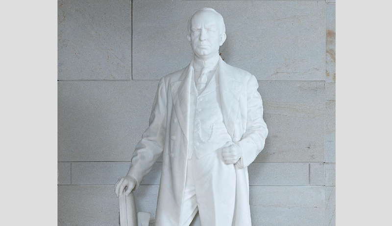 This statue of James P. Clarke is one of two representing Arkansas in the U.S. Capitol. It is in the visitor center and was donated by the state in 1921. (Photo from the website of the National Statuary Hall Collection)
