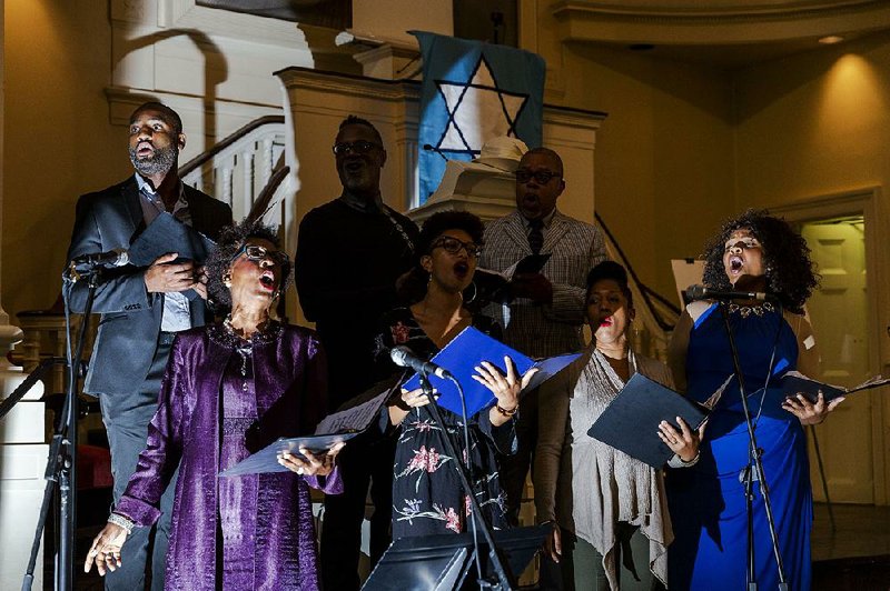 The gospel choir — which sings liturgical music often in Hebrew — performs during the Rosh Hashana service at the Unitarian Church of All Souls in New York on Monday. 