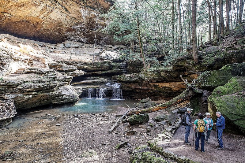 Hidden in plain sight, the Old Man’s Cave surprises visitors exploring the trails in Hocking Hills State Park, Ohio. 