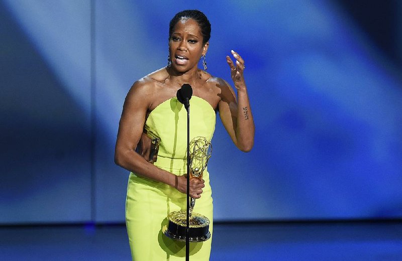 Regina King accepts the award for outstanding lead actress in a limited series, movie or dramatic special for “Seven Seconds” at the 70th Primetime Emmy Awards on Monday at the Microsoft Theater in Los Angeles. 