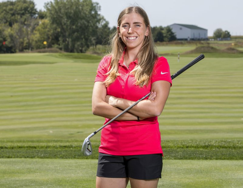 In this Sept. 7, 2017, photo provided by Iowa State University in Ames, Iowa, golfer Celia Barquin Arozamena poses for a photo. 