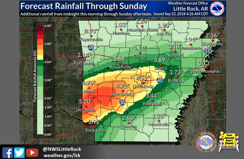 Heavy rains, flooding moves into Arkansas