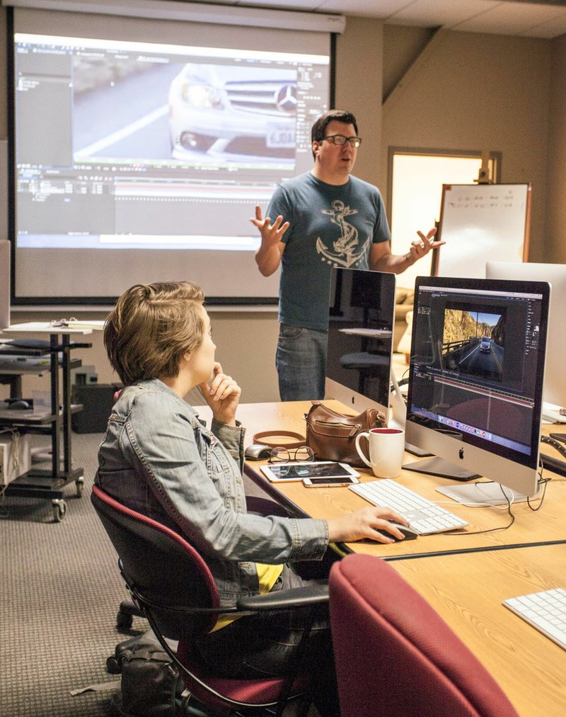 Photo submitted Kyle Agee, John Brown University assistant professor of Visual Arts, teaches the course, Motion Graphics, as part of JBU's undergraduate Visual Arts program. Agee partnered with Dustin Solomon, founder and CEO of Benvontville-based Mutiny FX, to increase skills in visual effects for digital cinema and graphic design students.