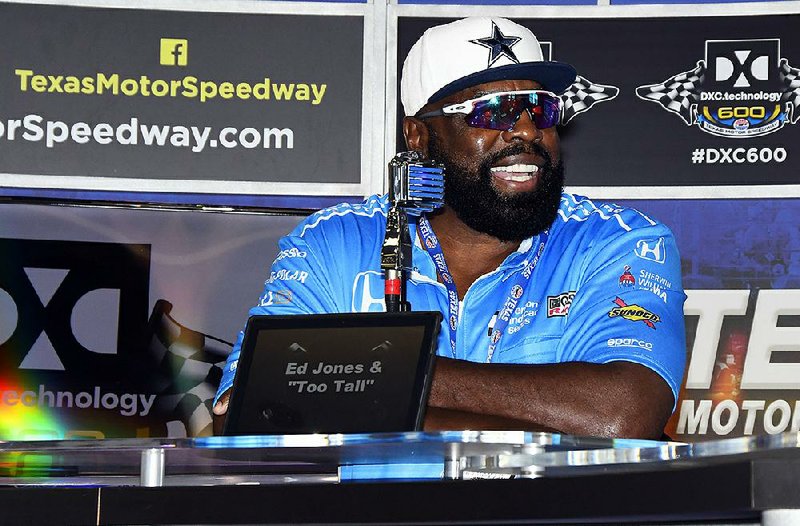 Former Dallas Cowboy Ed "Too Tall" Jones participates in a news conference before the IndyCar auto race Saturday, June 9, 2018, in Fort Worth, Texas. 