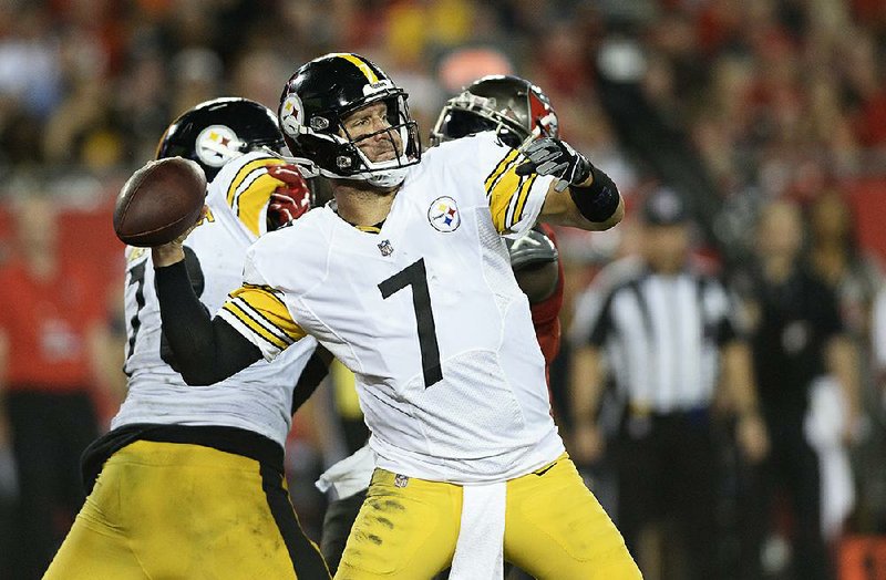 Ben Roethlisberger threw for 353 yards and three touch- downs to lead the Pittsburgh Steelers to a 30-27 victory Monday over the Tampa Bay Buccaneers in Tampa, Fla. It was the first win of the season for the Steelers (1-1-1). 