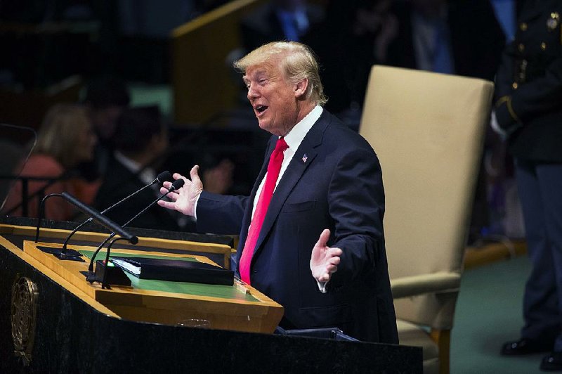 President Donald Trump addresses the U.N. General Assembly on Tuesday. As laughter broke out when he proclaimed his administration’s achievements among the greatest in U.S. history, Trump said he didn’t expect that reaction, but “that’s OK.” That drew his only applause for his speech. 