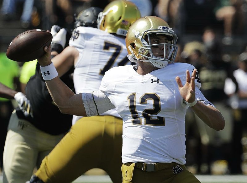 Ian Book started for Notre Dame in a 56-27 victory over Wake Forest last Saturday, but Notre Dame Coach Brian Kelly is non- committal as to whether Book or Brandon Wimbush will start in today’s game against Stanford.