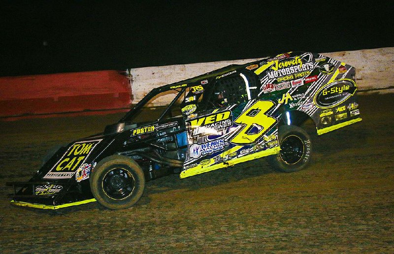 Kyle Strickler of Mooresville, N.C., led all 30 laps to win Thursday night’s preliminary feature at the Mark Martin Race for Hope 74 IMCA modified event at Batesville Motor Speedway in Locust Grove.