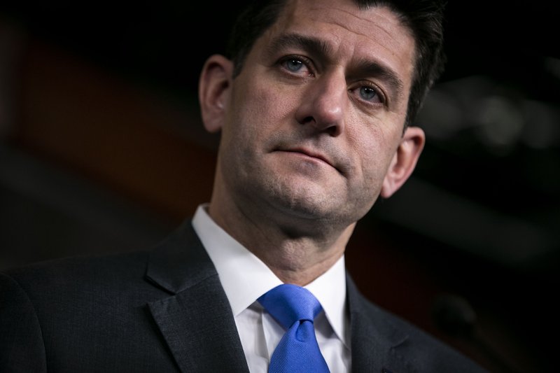 House Speaker Paul Ryan pauses while speaking during a press conference on Capitol Hill April 11, 2018. MUST CREDIT: Bloomberg photo by Al Drago