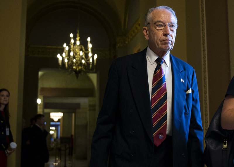Sen. Chuck Grassley, R-Iowa and chairman of the Senate Judiciary Committee, walks through the U.S. Capitol in Washington on Sept. 18, 2018. MUST CREDIT: Bloomberg photo by Al Drago.
