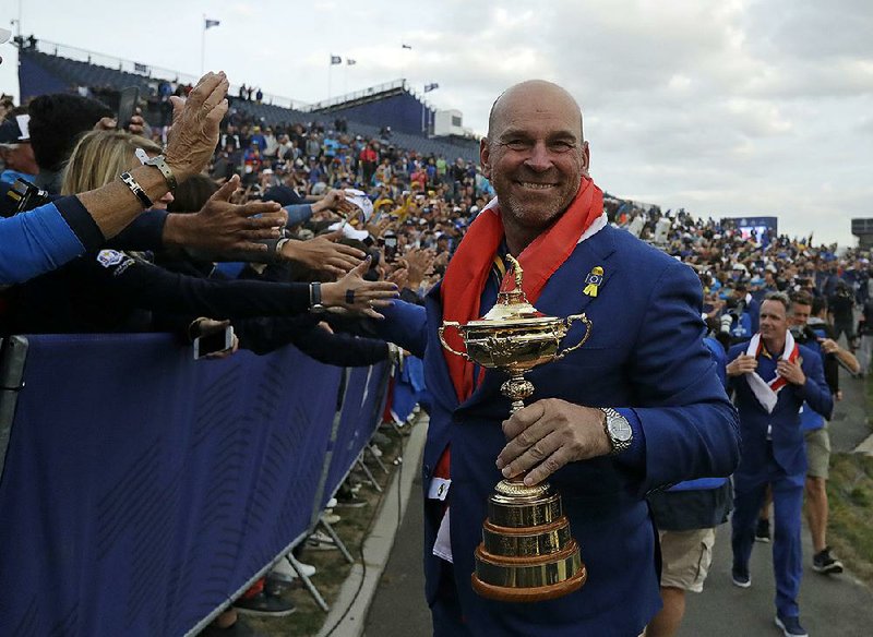 Some of Thomas Bjorn’s players leaked that their leader had agreed to get a tattoo of the final score if the Euro- peans came out on top over the U.S.