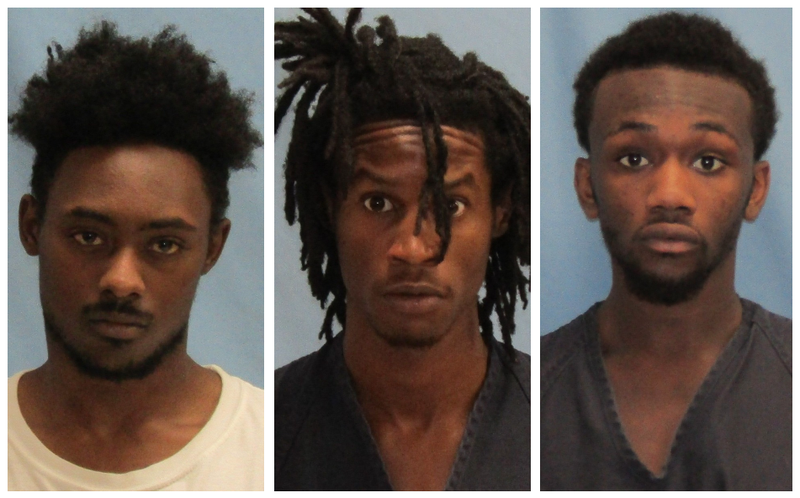 From left: Ladarius Deshun Williams, 20; Clifton Shelton, 18; and Kortez D. Parker, 18.