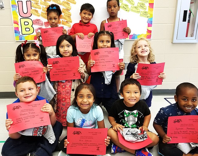 Photo Submitted Noel Primary School is excited to announce the Terrific Tiger recipients for Sept, 24, 2018. Front row from left is: Bladen Pickle, Mia Garcia, Hteh Lin, and Lyman Hassan; (second row from left), Isabella Ledezma, Katherine Ya, Danna Salas, and Rachel Bartholomew; (third row from left), Brisa Cortes, November Htoo, and Moses Juda.