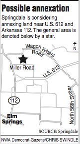 A map showing possible annexation sites in Springdale