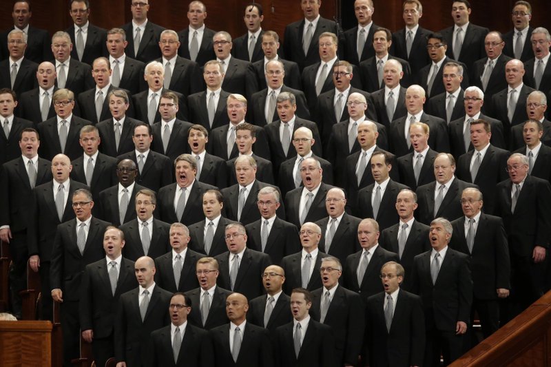 In this April 2, 2016, file photo, The Mormon Tabernacle Choir performs during the opening session of the two-day Mormon church conference in Salt Lake City. 