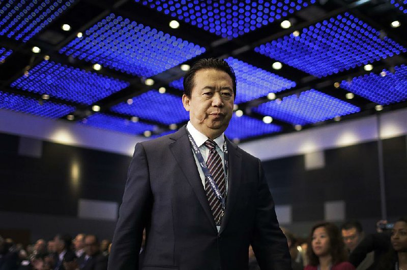 Interpol President Meng Hongwei, shown in 2017, was reported missing by his wife on Thursday.