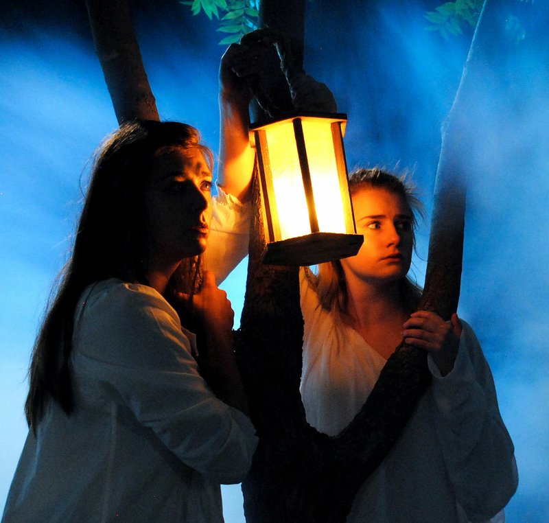 Courtesy Photo Mikalyn Reif and Paige Lokey rehearse for the upcoming UAFS "immersive" theater experience.