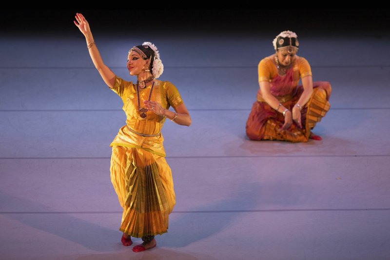 Photo courtesy Bruce Palmer The Walton Arts Center's website says that the Ragalama Dance Company's production of "Written in Water" "features a video-saturated stage space where original paintings by Chennai-based visual artist Keshav are projected."