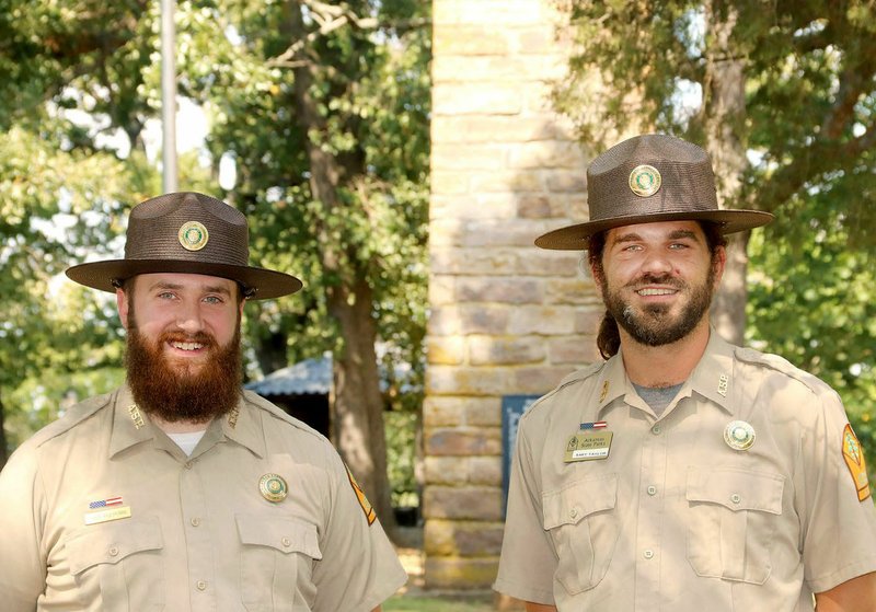 NWA Democrat-Gazette/LYNN KUTTER Matt Mulheran (left) and Bart Taylor are the new park interpreters at Prairie Grove Battlefield State Park. Both also are Civil War re-enactors.